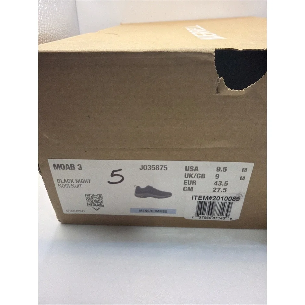 MERRELL MEN'S‎ MOAB 3 HIKING SHOE BLACK NIGHT. J035875. SIZE MEN 9.5  New